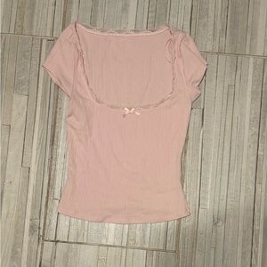 Garage Light Pink Lace Accent Tee
